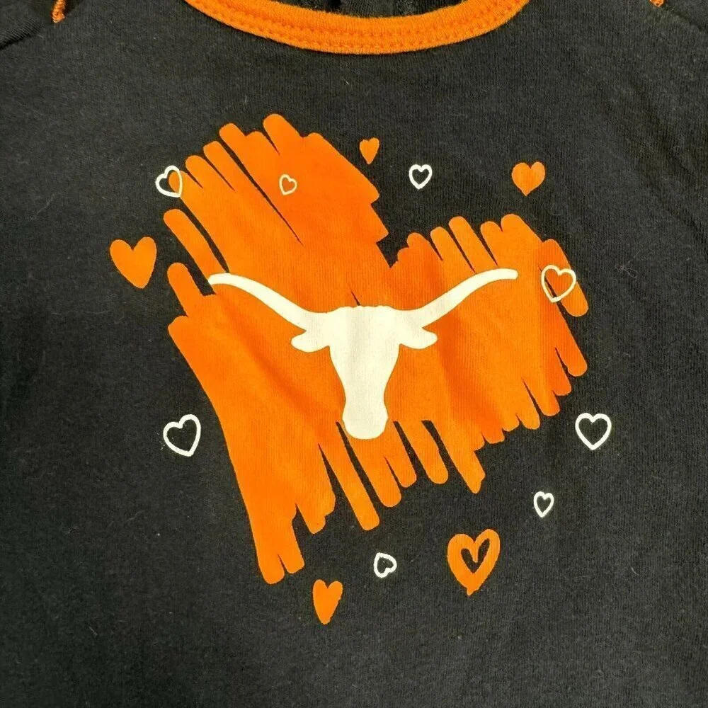 Gen 2 Baby Girl University of Texas Longhorns One Piece Ruffled Sleeve Black 18M